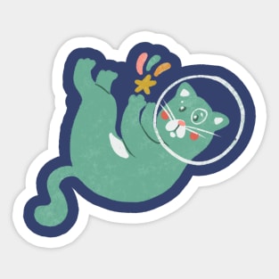 Teal Space Cat Sticker